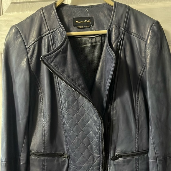 Massimo Dutti blue leather jacket - Picture 2 of 15